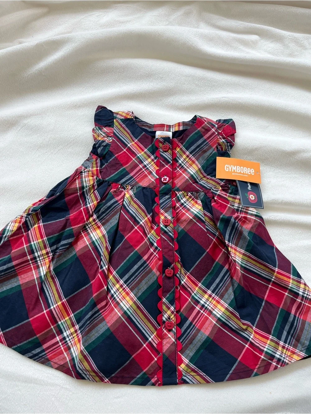 Gymboree Red and Navy Plaid Button-Front Dress